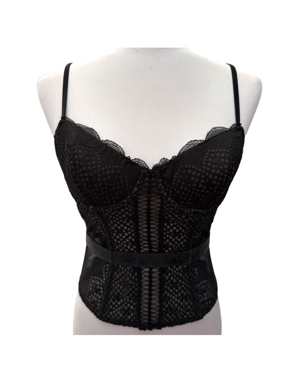 Victoria's Secret Black Lace Corset Bustier 36C - Picture 2 of 4